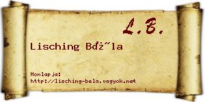 Lisching Béla névjegykártya